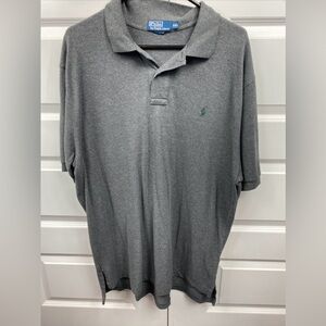 Vintage Polo Ralph Lauren Shirt Mens 2XL Short Sleeve XXL Gray Green Pony Collar